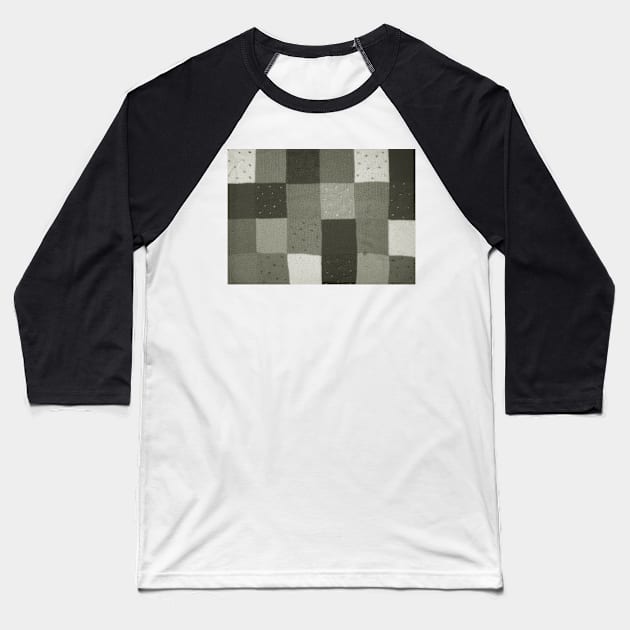 black and white knitted patchwork squares Baseball T-Shirt by pollywolly